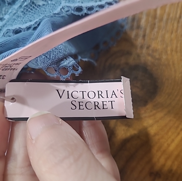 NWT Victoria Secret Size 32D Freedom Cloud Blue Floral Lace Plunge Bra - Picture 3 of 14